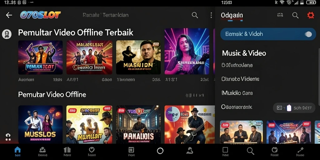 Antarmuka menarik dan bersih dari 070SLOT untuk Pemutar Video Offline.