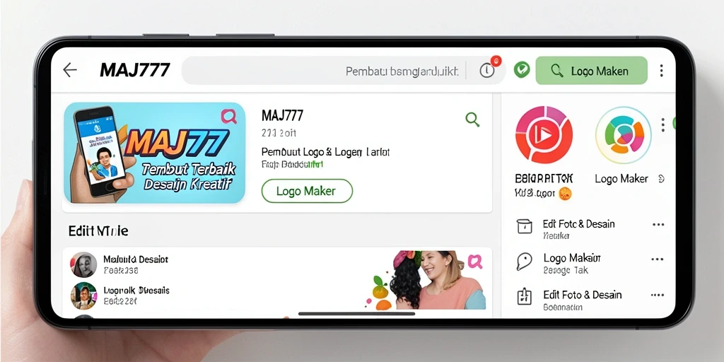 Tampilan antarmuka pengguna MAJ777 untuk pembuatan logo.
