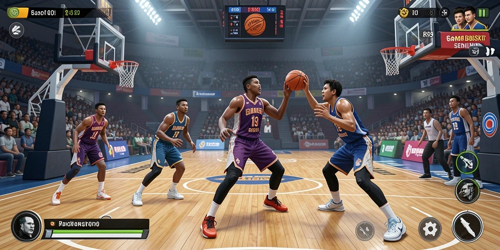 Screenshot utama RR89 menampilkan aksi seru dalam permainan basket.