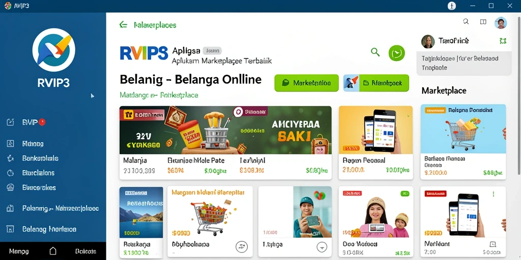 Antarmuka utama aplikasi RVIP3 yang memudahkan pengguna berbelanja.
